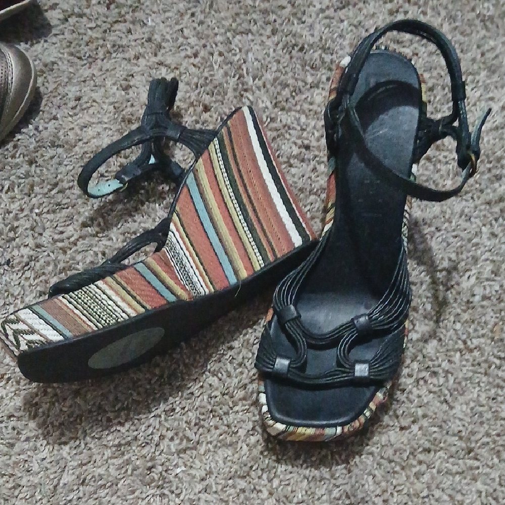 Colorful Striped Wedge Sandals